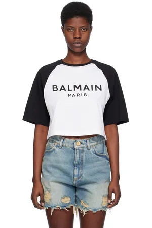 Balmain T-shirt à manches raglan noir et blanc