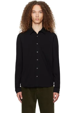 Sunspel Chemise noire à poche plaquée