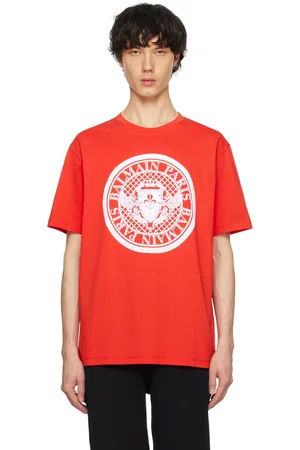 Balmain T-shirt rouge à image à logo
