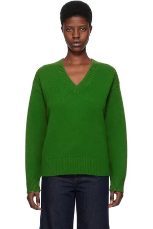 Totême Pull vert à col en V