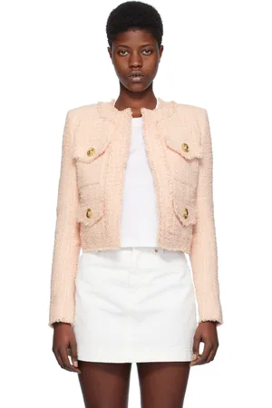 Balmain Blouson rose sans col