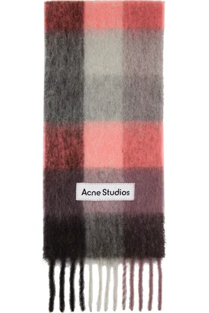 Acne Studios Écharpe rose et gris à carreaux