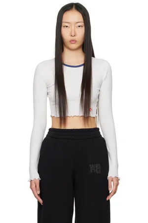 Alexander Wang T-shirt à manches longues écourté gris