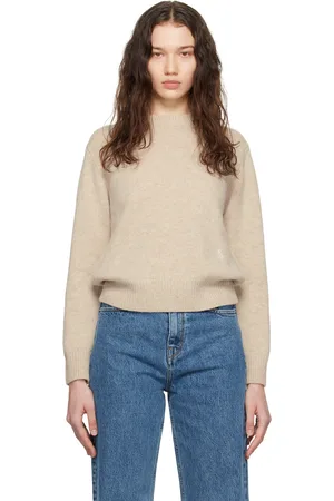 Sporty & Rich Pull beige à logo SRC
