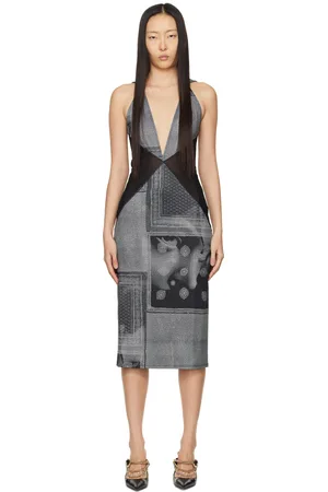 Miaou Robe midi Joan noir et blanc