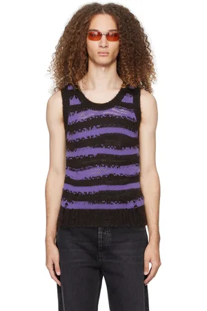 Acne Studios Gilet brun et mauve à effet usé