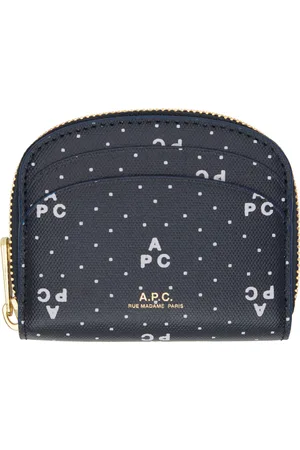 A.P.C. Mini pochette à monnaie compacte Demi-lune bleu marine