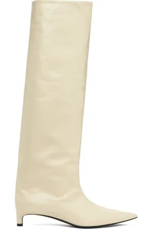 Jil Sander Bottes beiges en cuir de veau