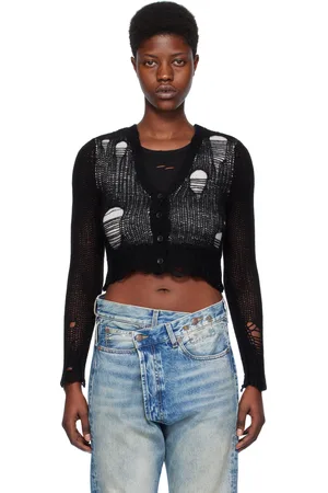 R13 Micro cardigan étagé noir