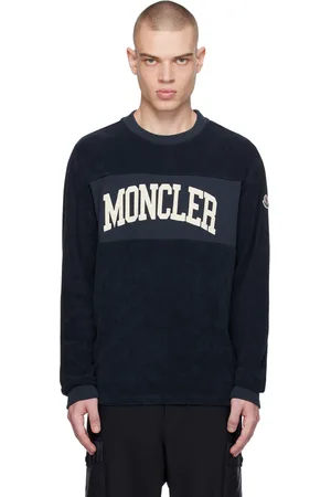 Moncler Pull molletonné bleu marine à logo brodé