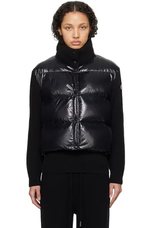 Moncler Blouson noir rembourré en duvet à panneaux
