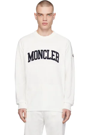 Moncler Pull molletonné blanc à logo brodé