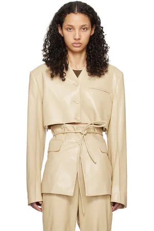 Nanushka Veston Maida beige en cuir synthétique
