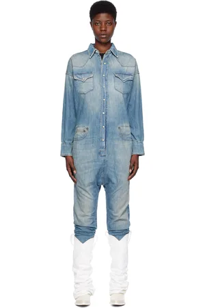 R13 Combinaison western bleue en denim à entrejambe bas
