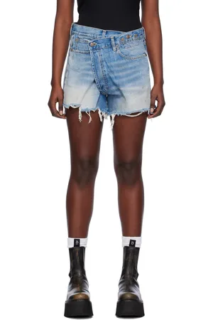 R13 Short bleu en denim à taille décentrée exclusif à SSENSE