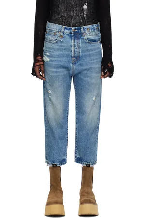 R13 Jean ajusté bleu à entrejambe bas