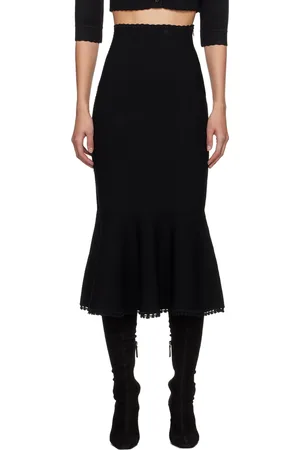 Victoria Beckham Jupe midi noire à bords festonnés