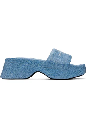Alexander Wang Sandales à talon bottier bleues en cuir de chèvre à effet trompe l