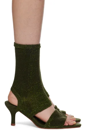Isa Boulder Sandales à petit talon kaki exclusives à SSENSE