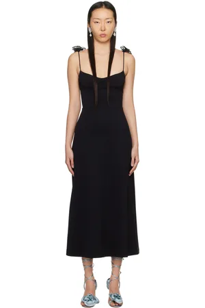 MAGDA BUTRYM Robe midi noire à appliqués floraux