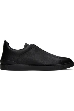 Ermenegildo Zegna Baskets Triple Stitch noires en cuir de cerf
