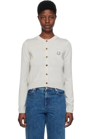 Maison Kitsuné Cardigan gris à logo de renard