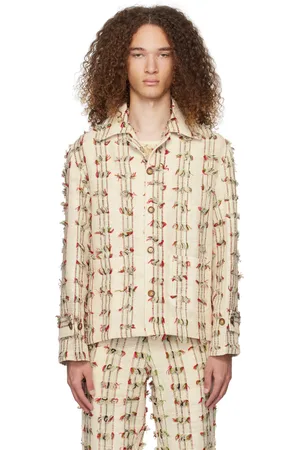 HARAGO Blouson blanc cassé à franges