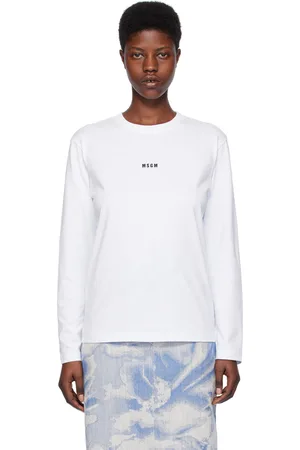 Msgm T-shirt à manches longues blanc à logo