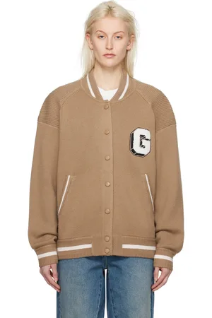 Givenchy Blouson aviateur beige à appliqué à texte