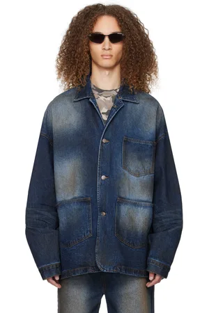We11 Done Blouson surdimensionné bleu marine en denim