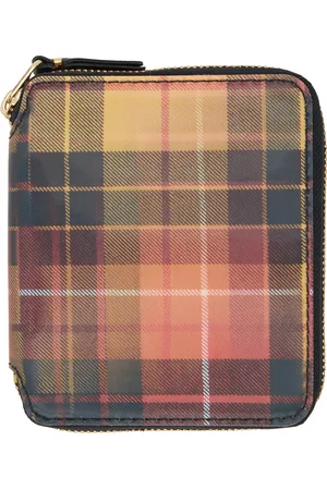 Comme des Garçons Portefeuille rouge et jaune à motif tartan lenticulaire