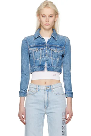 Alexander Wang Blouson de style cardigan rétréci bleu en denim