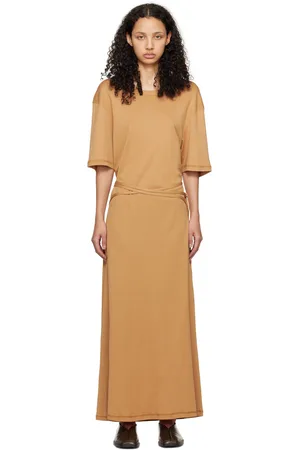LEMAIRE Robe midi orange à ceinture
