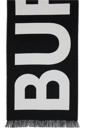 Burberry Écharpe noire en laine à logos