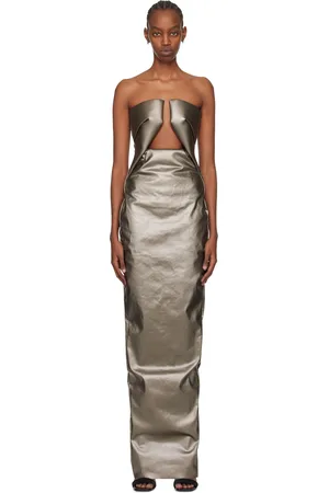 Rick Owens Robe longue Prong gris acier en denim