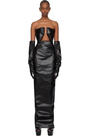 Rick Owens Robe longue Prong noire en denim