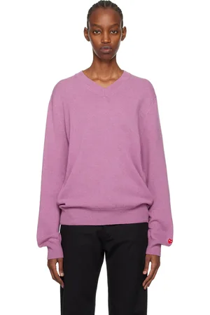 Comme des Garçons Pull mauve à écusson à logo