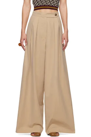 DRIES VAN NOTEN Pantalon beige à plis