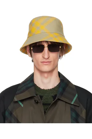 Burberry Chapeau bob jaune et gris à carreaux