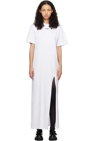 Msgm Robe longue blanche à logo