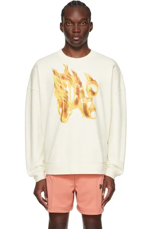 Palm Angels Pull molletonné blanc cassé à image à logo