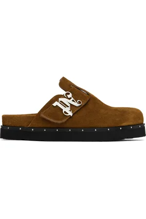 Palm Angels Mules brunes à clous et à ferrure à logo