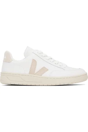 Veja Baskets V-12 blanc et beige en cuir