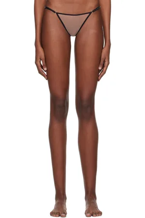 FLEUR DU MAL Tanga beige à image brodée