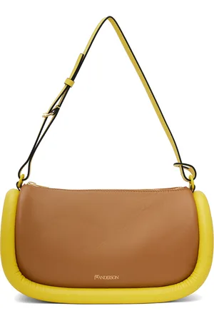 J.W.Anderson Sac à bandoulière brun et jaune en cuir à passepoil rembourré