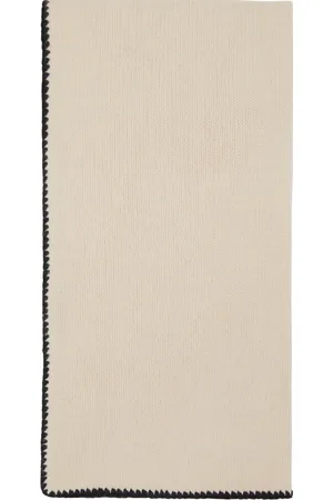 Totême Écharpe blanc cassé en tricot de laine et cachemire à points de feston