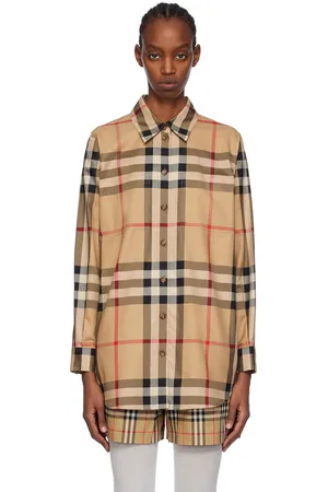 Burberry Chemise beige à carreaux