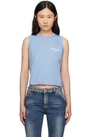 Balmain Débardeur bleu à logo floqué