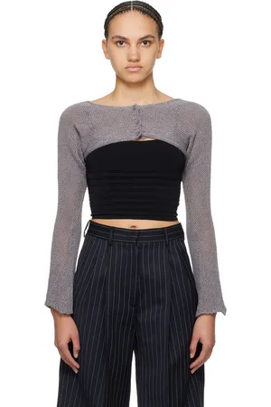 OPEN YY Cardigan de style boléro gris exclusif à SSENSE