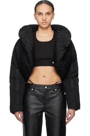 Alexander Wang Blouson noir rembourré en duvet à ornements en verre taillé thermocollé